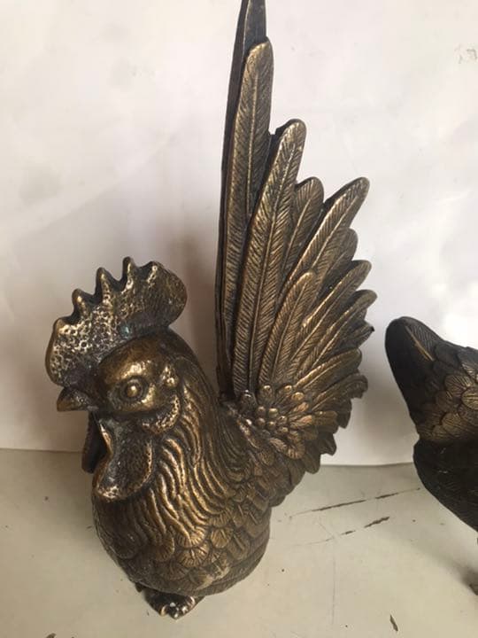 雞の置物，真鍮製，工藝美術品，重2000克