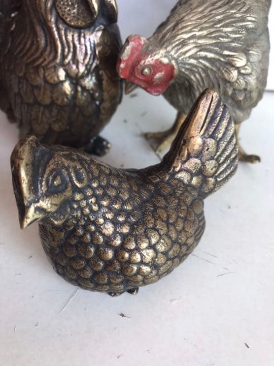 雞の置物，真鍮製，工藝美術品，重2000克