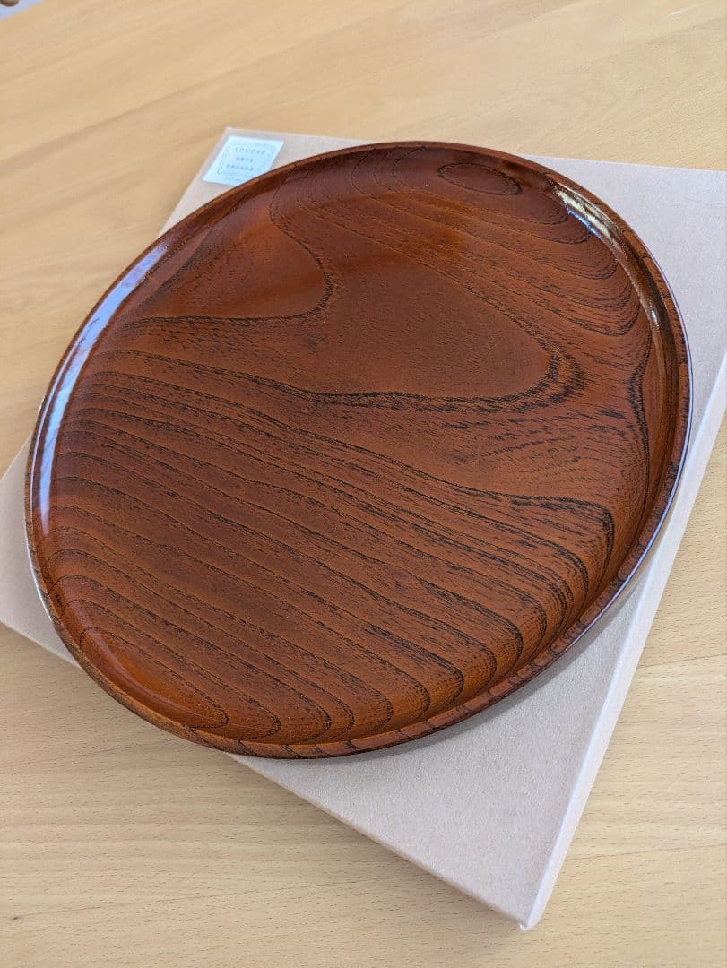 【新品未使用】小田原漆器 本欅 0寸仁取盆 丸盆29.5cm 木製漆器