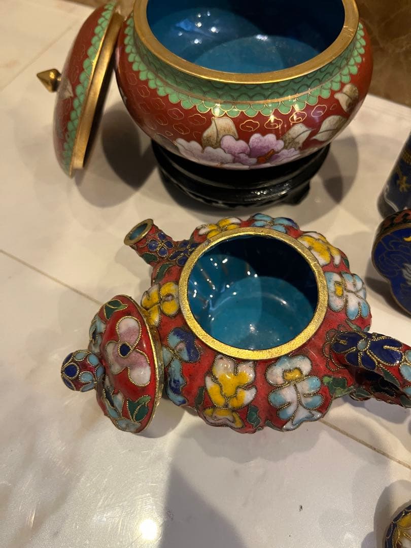 あ*る様 七宝焼　中国美術品　骨董品　アンティーク　ティーポット　蓋物