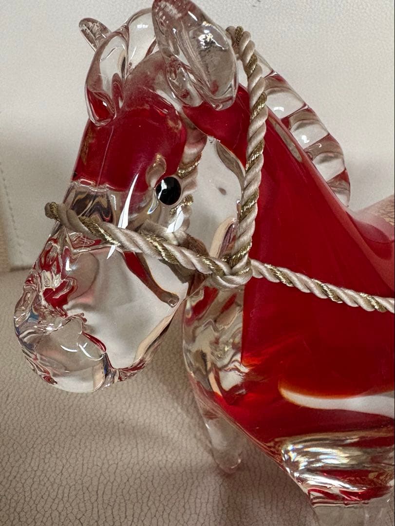 Multi Glass マルティグラス 赤と透明のガラス製　馬の置物