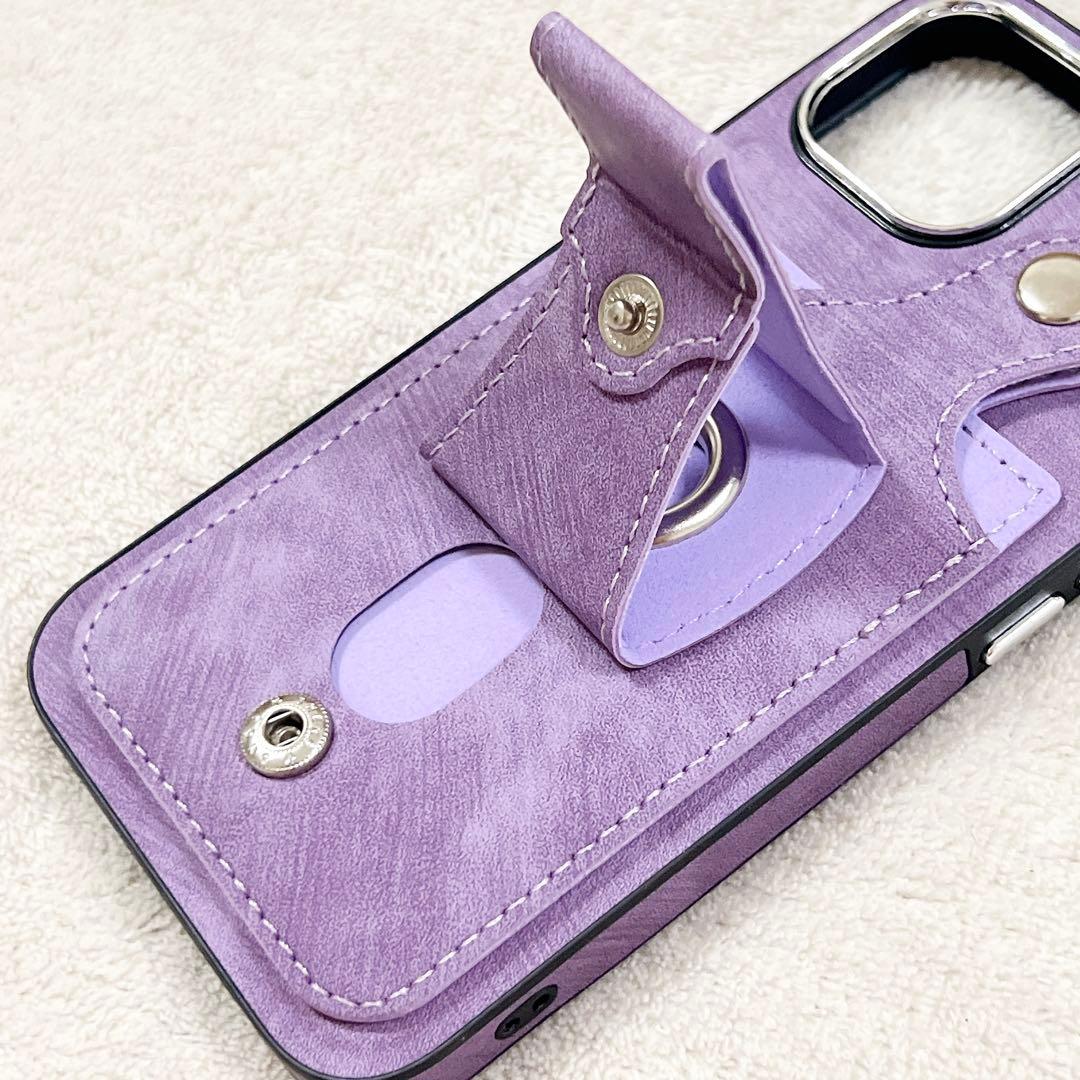 iPhone 13/14 ケース スタンド カード収納 スマホリング カバー