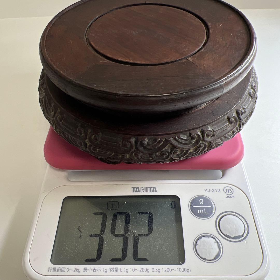 中国古玩　唐木極上彫花台　幅約14㎝　東Y8-0331☆2Fトヒオヒ