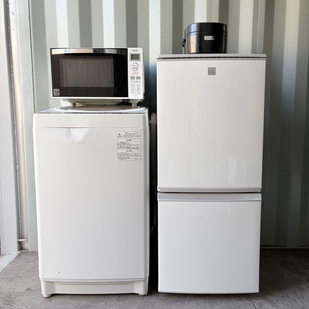 運搬取付無料！純正東芝洗濯機・フラットレンジ＋シャープ冷蔵庫・炊飯器4点セット！
