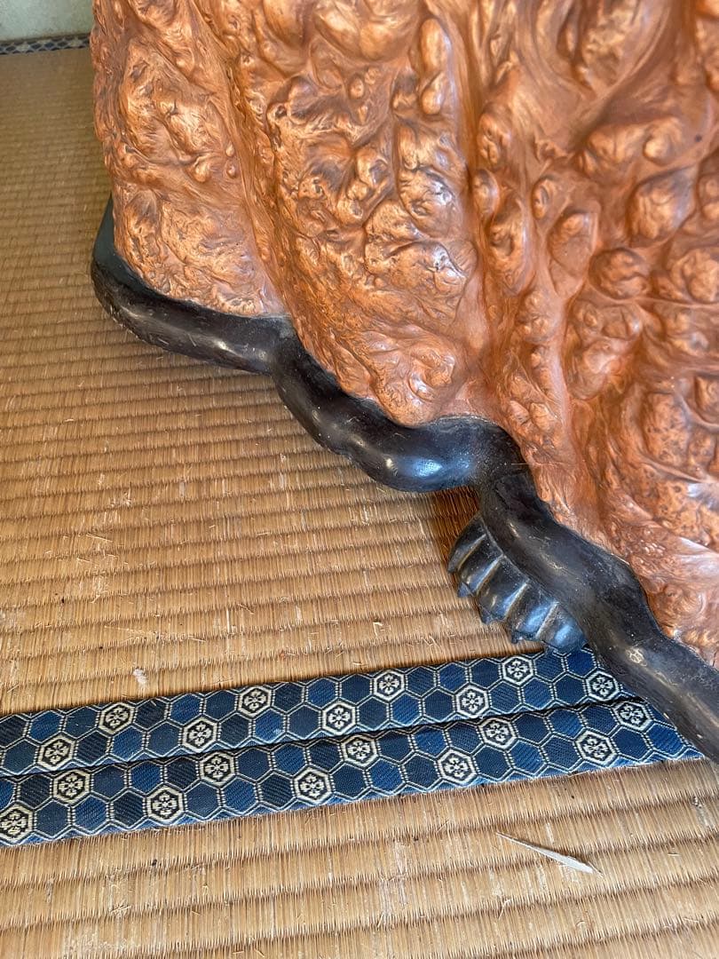 時代　特大　切り株火鉢　亀細工　天然杢　くり抜き