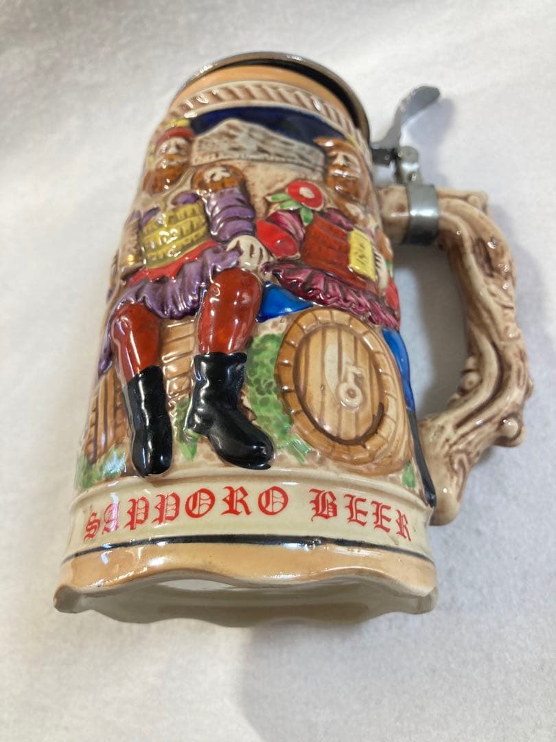 送料無料　サッポロビール ビアマグ 蓋付き陶器ビールジョッキ　ノベルティグッズ