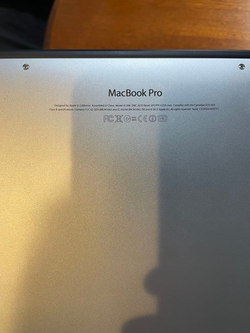 MacBook本体 MacBook Pro Retina 15inc A1398 Early2013