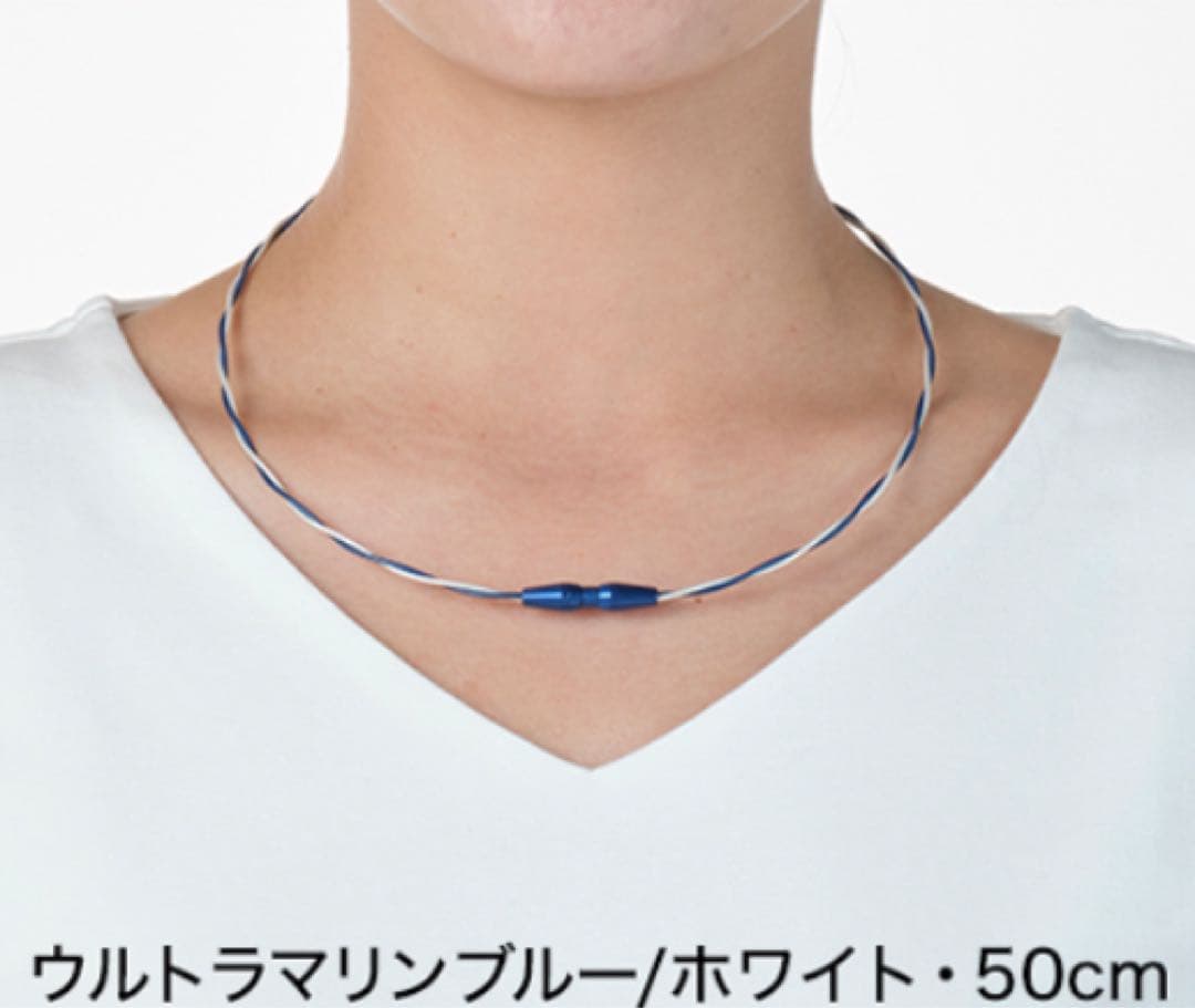 Phiten ファイテン ネックレス ワイヤートルネードライトブルー／ネイビー