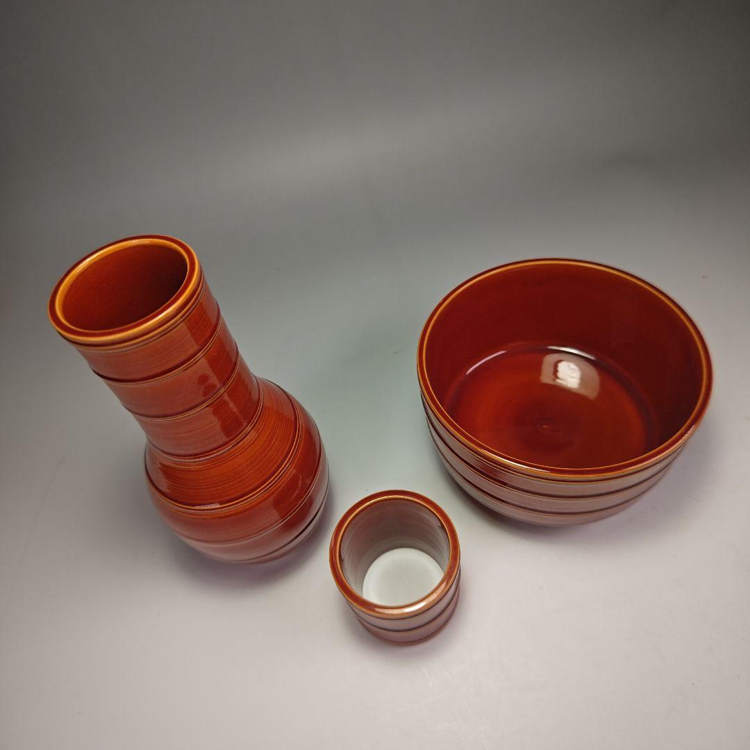 ウ336 皆具『山本一如』『赤茶交趾　竹　皆具　共箱』茶道具　水指健水　蓋置杓立