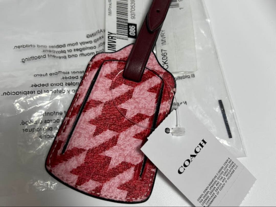 【正規品】Coach コーチ ラゲッジタグ 千鳥格子柄 荷物タグ