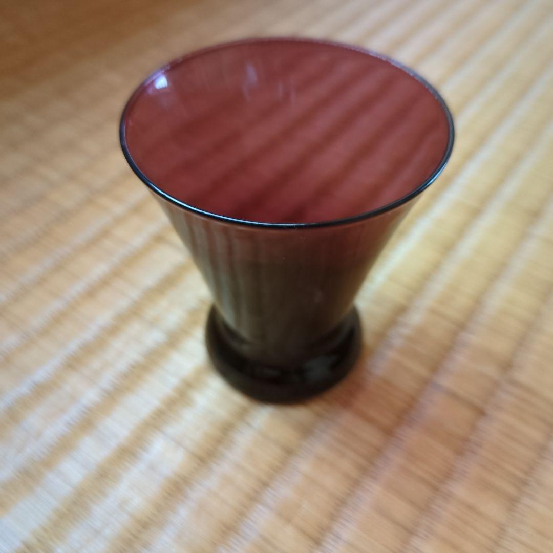ダークパープルのガラスお猪口　びいどろ紫杯