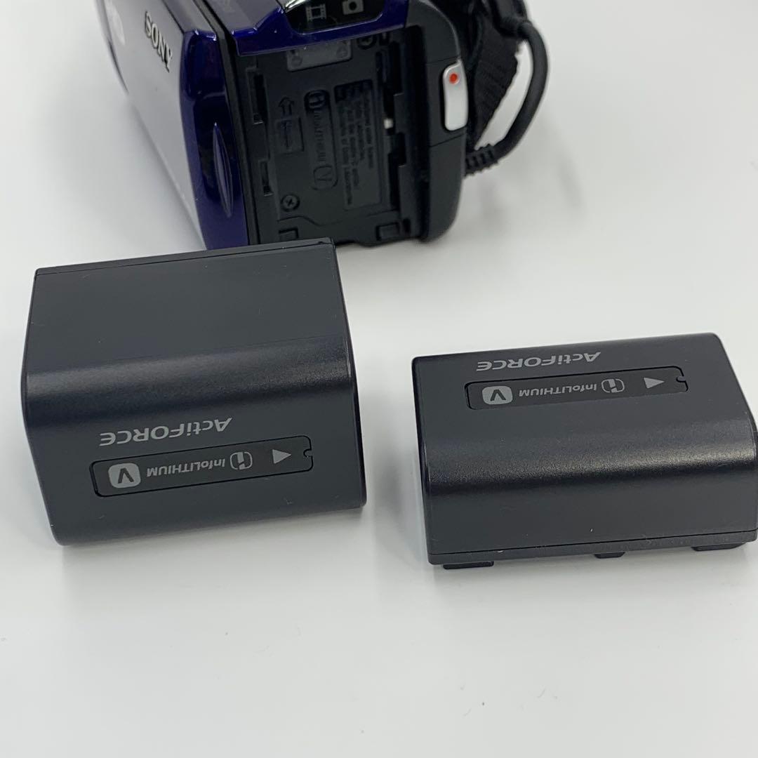 SONY フルHD ビデオカメラ 美品　ネイビー 長時間記録 バッテリー2個