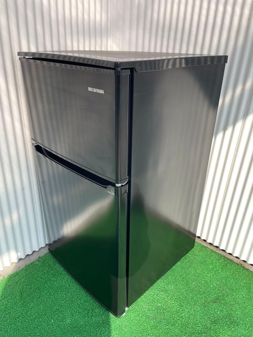 A07 アイリスオーヤマ 90L おしゃれブラック2ドア冷蔵庫 コンパクト 単身