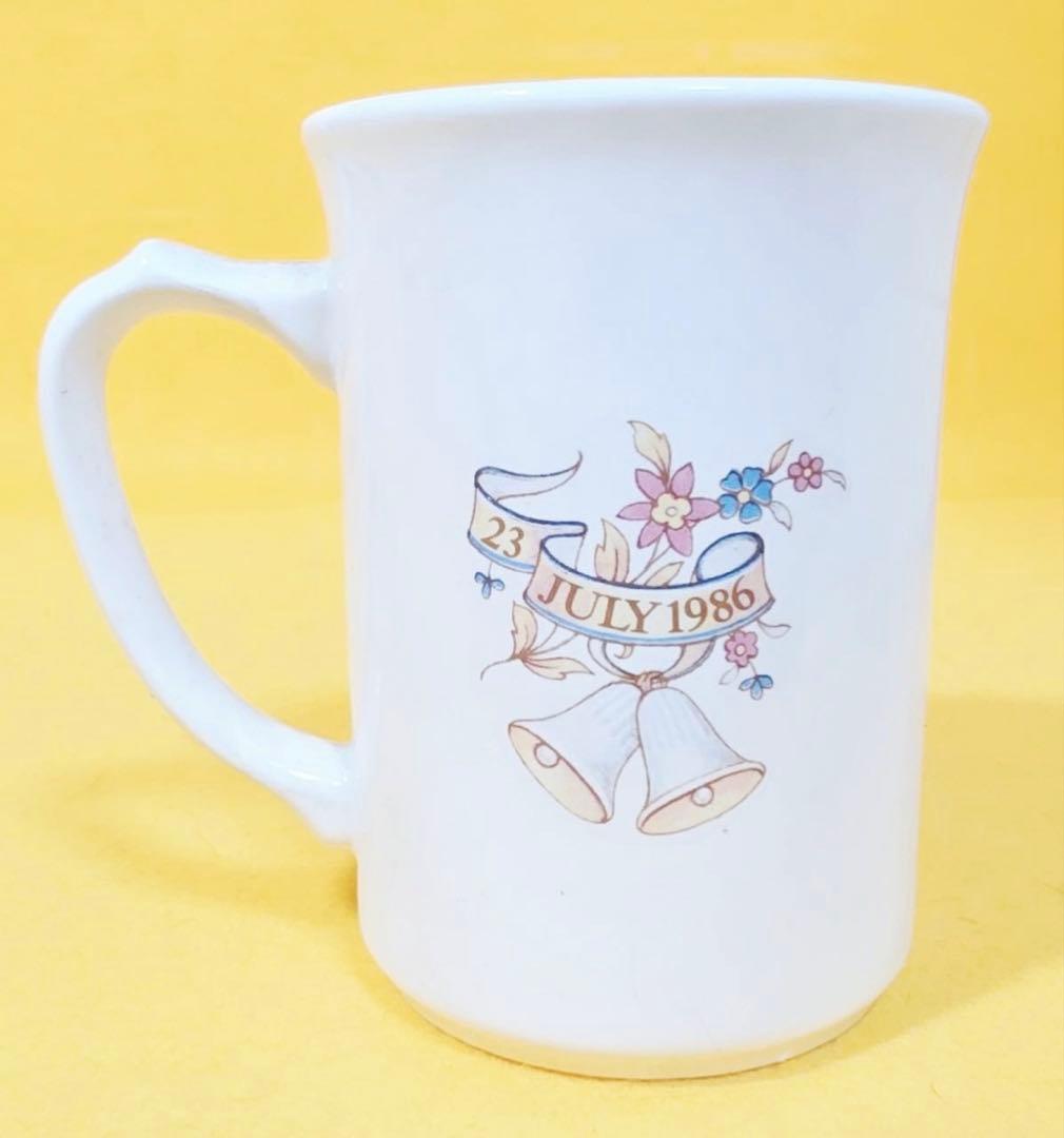 1986年イギリス製アンドルー王子セーラ王女結婚記念マグカップヴィンテージ陶器