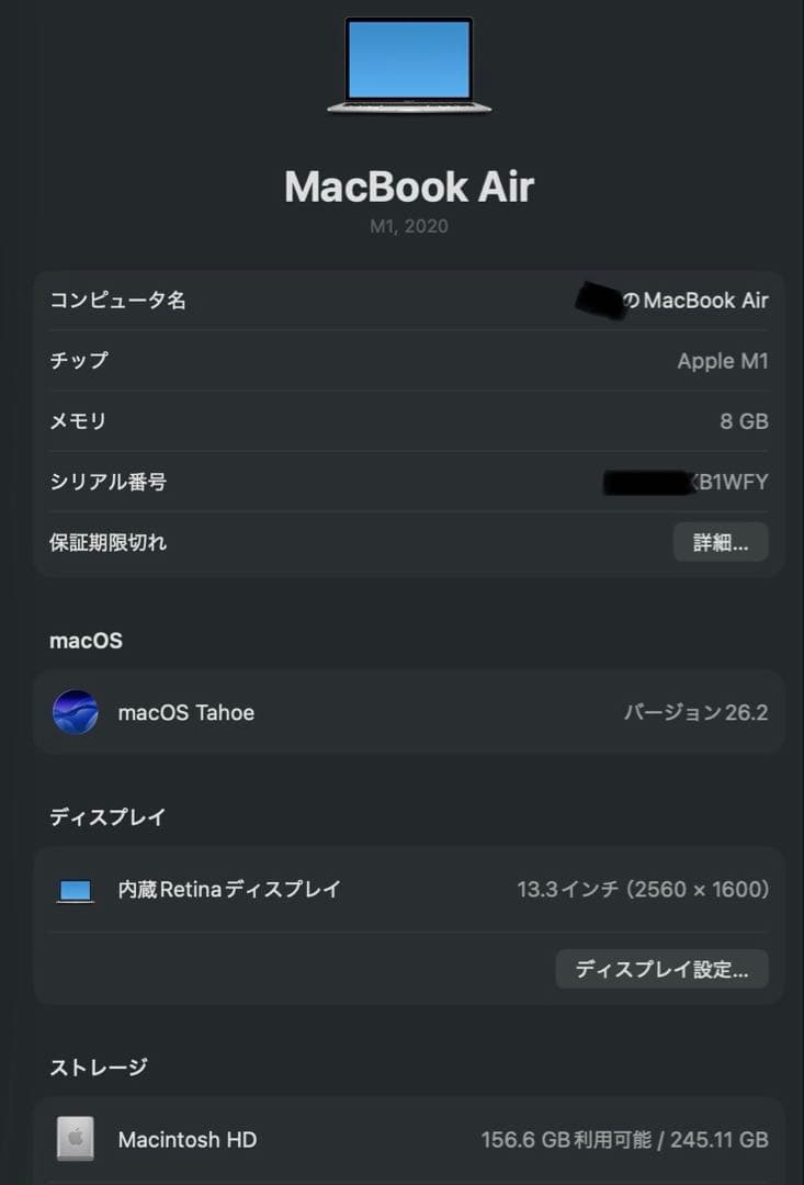 MacBook本体 Apple MacBook Air M1