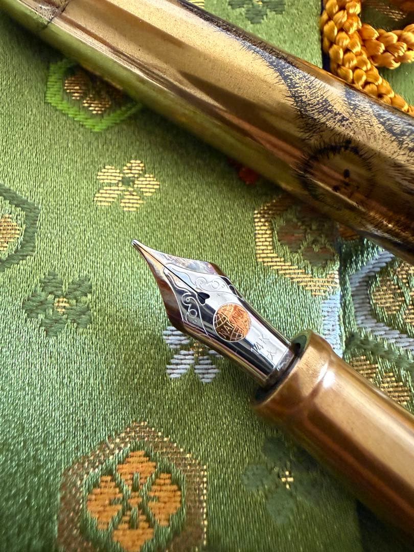 中屋万年筆-猿、NAKATA、纯金箔入れる、シガー、ロング