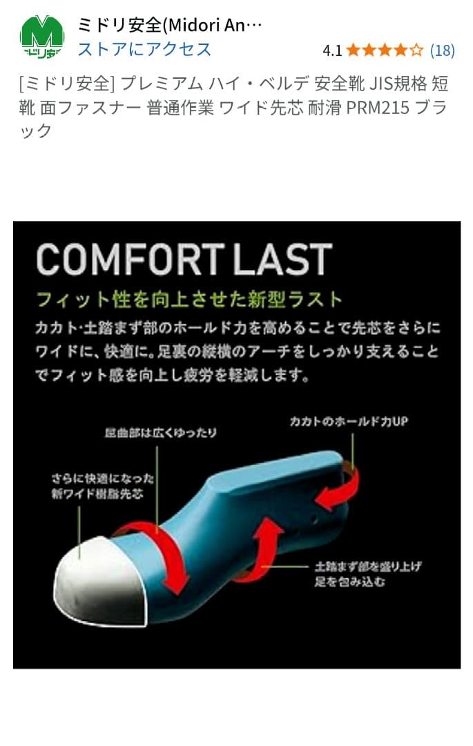 MIDORI PRM215 ブラック安全靴 ベルクロストラップ