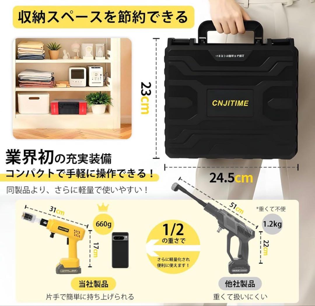 高圧洗浄機【2026年新登場・軽量版・コードレス・9MPa】ハンディ高圧洗浄機