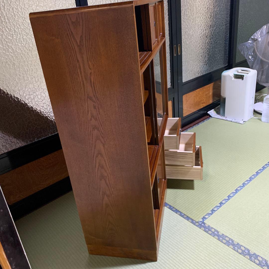 昭和レトロ　茶箪笥 水屋箪笥ガラス戸 和家具 アンティーク 収納棚 たのメル便