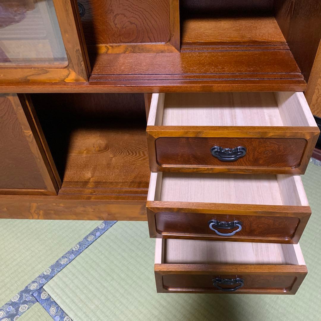 昭和レトロ　茶箪笥 水屋箪笥ガラス戸 和家具 アンティーク 収納棚 たのメル便