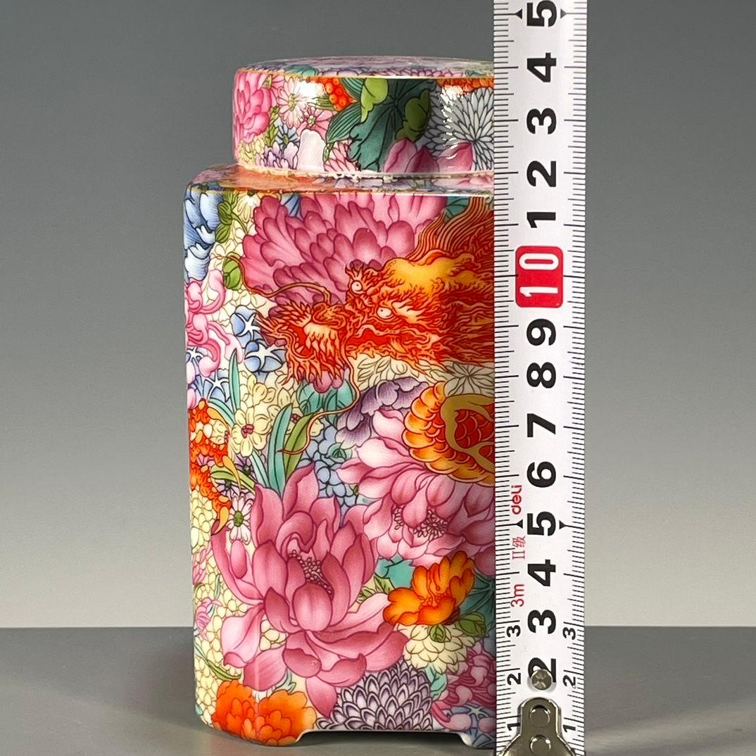 清乾隆琺瑯彩万花龍紋茶壺 茶道具 景徳鎮 陶磁器 装飾品 工芸品美術品 置物