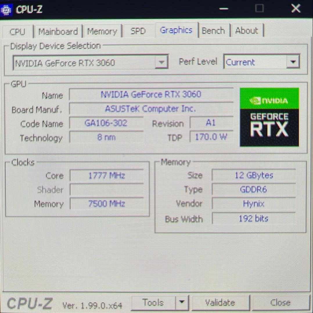 グラフィックボード・グラボ・ビデオカード ASUS GeForce RTX 3060 12GB GDDR6