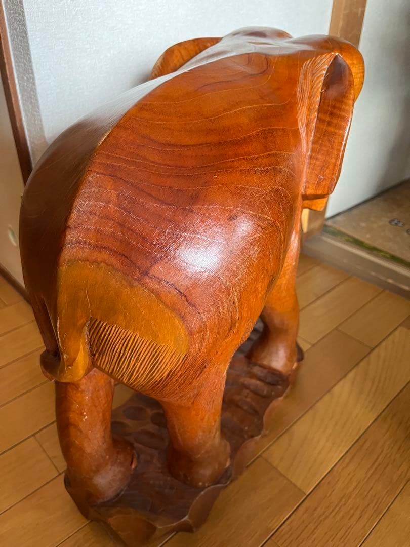 木製象の彫刻 大小セット