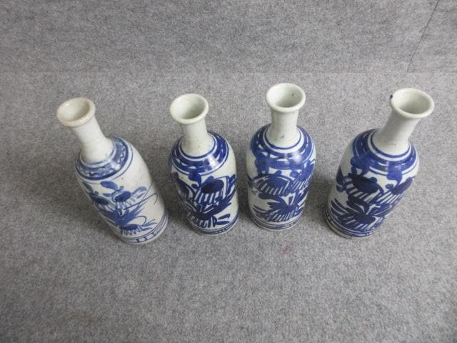 出石焼染付花文三合徳利4本 [B28896]