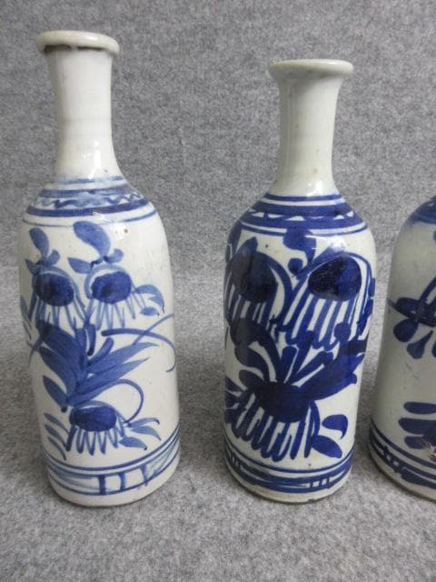 出石焼染付花文三合徳利4本 [B28896]