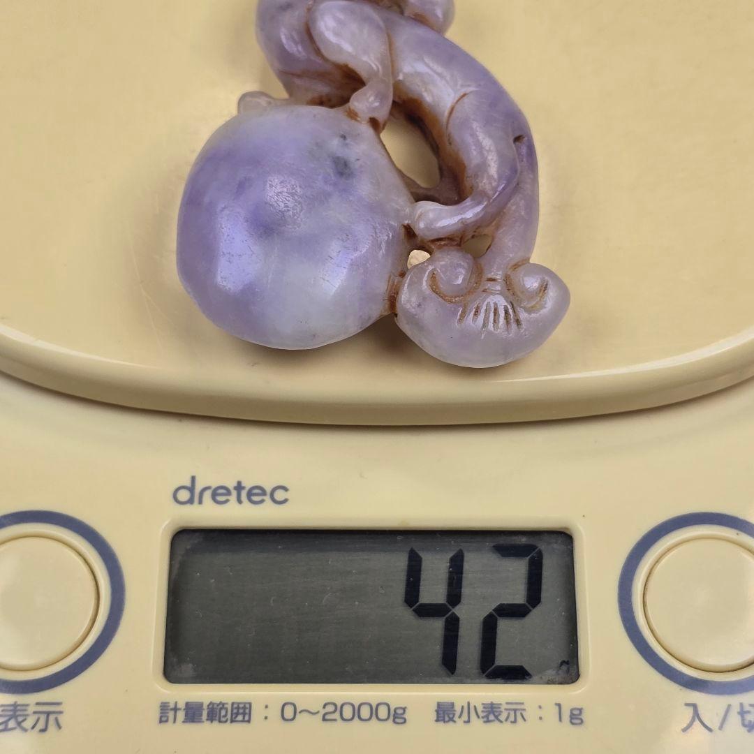 骨董品 古翡翠 スミレ 清 手彫 獅子如意紋（事事如意）根付 玉佩 開運 縁起物