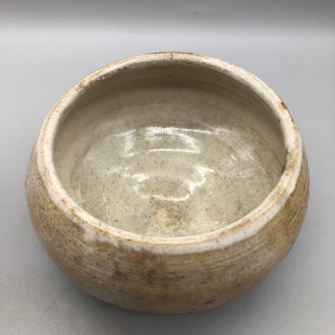 白釉薬黒釉対比渦巻き底抹茶茶碗13cm茶道具伝統工芸ビンテージ陶器骨董品鉢ボウル