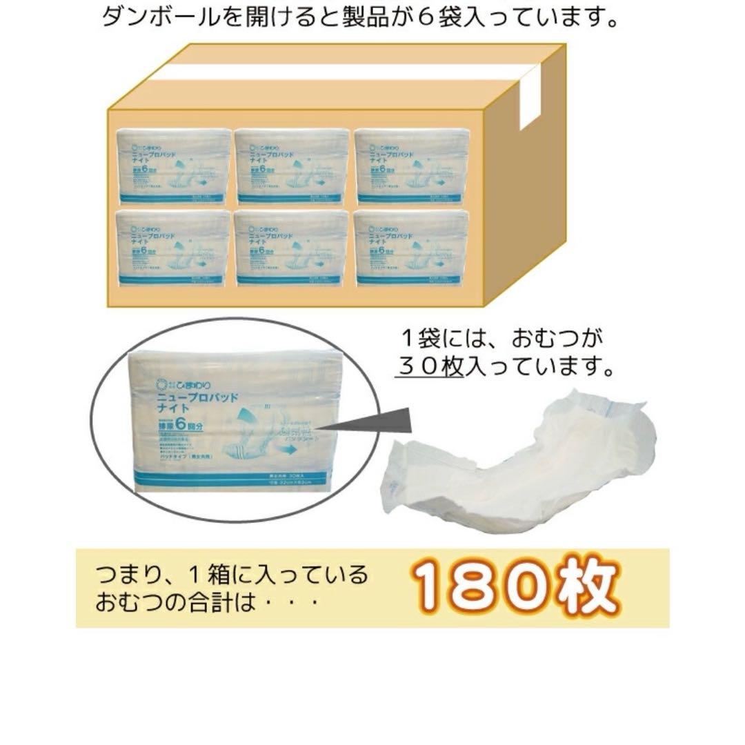 【新品】尿取りパッド ニュープロパッドナイト 6回吸収 ［合計180枚］