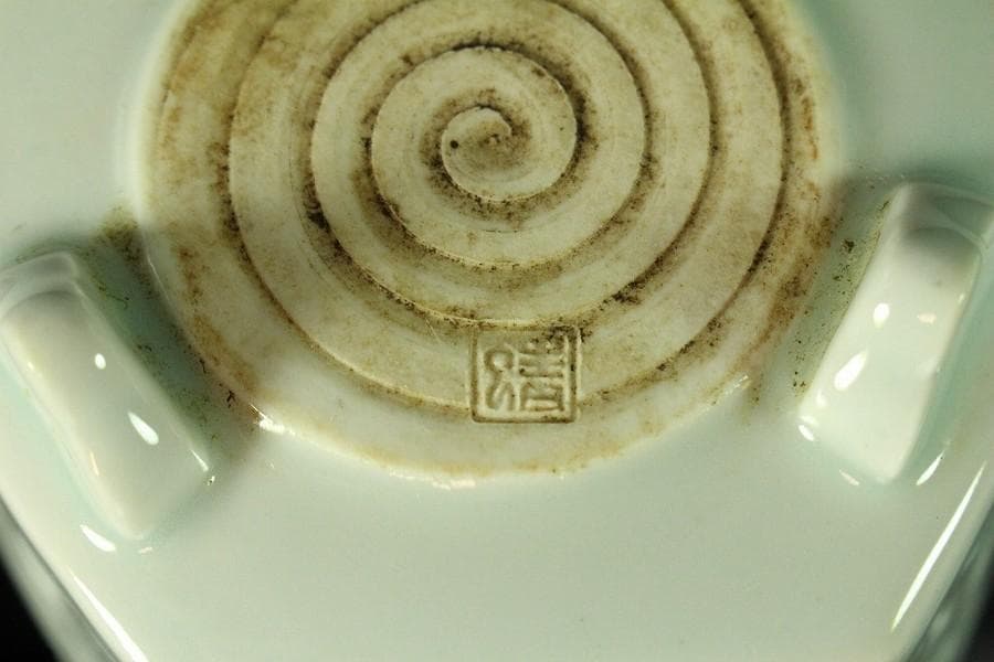 豆青釉 六方 香炉 一対(K-YC654)