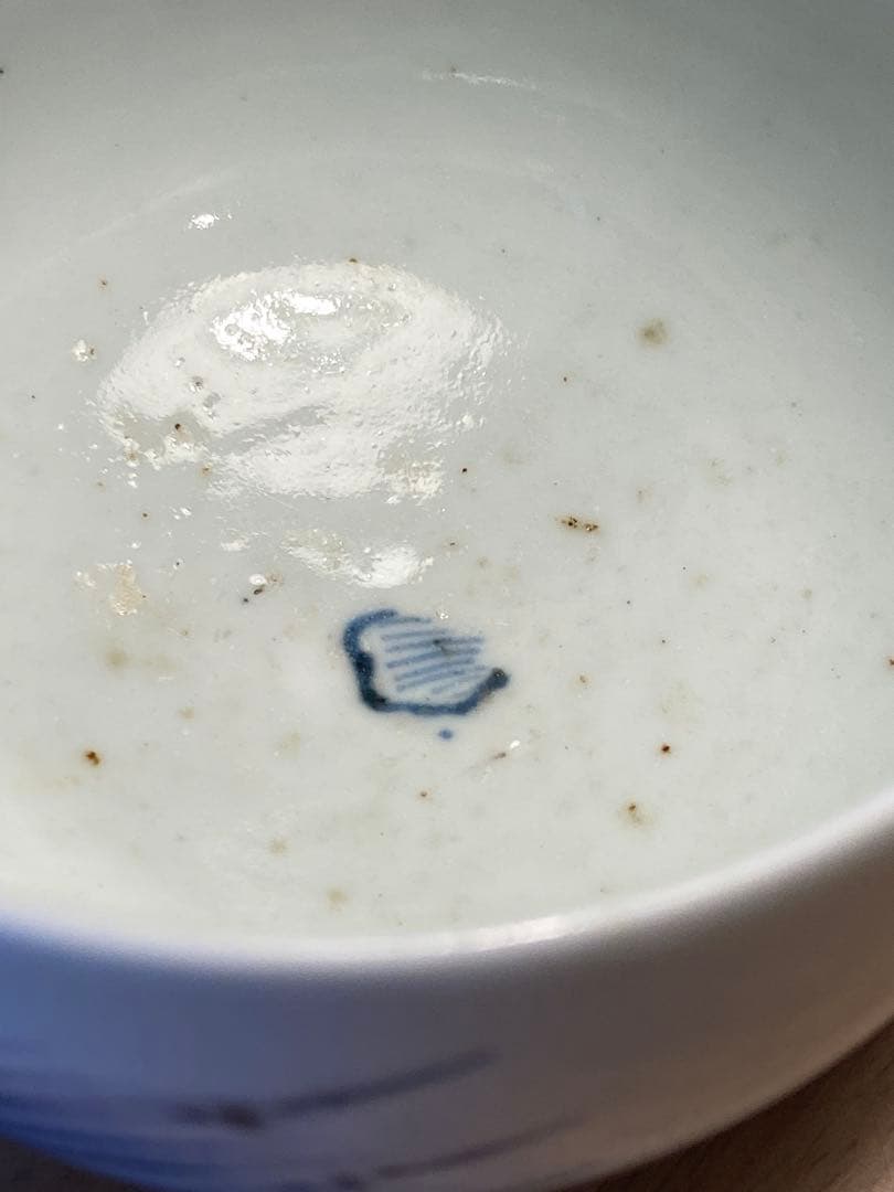 古伊万里染付　鶴(稲束)図2個セット　江戸後期　蕎麦猪口　コロ茶碗　くらわんか