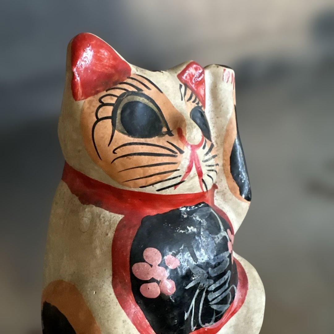 味のあるヴィンテージ　張子　招き猫 置物 伝統工芸品