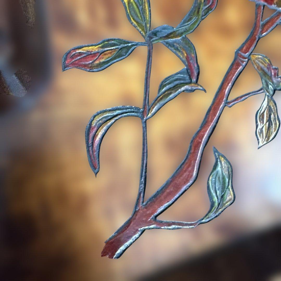 烏城雕，花彫刻 木製 漆器盆