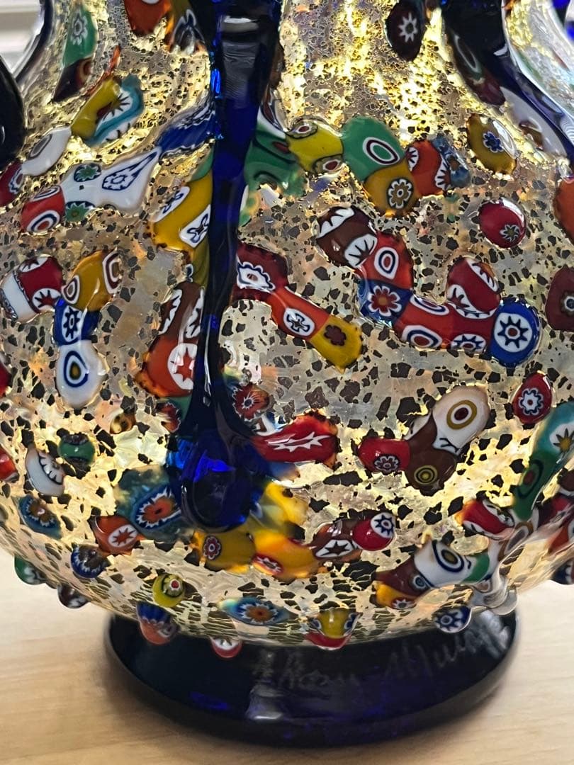イタリア　ムラーノガラス　花瓶　フラワースタンド　中古品