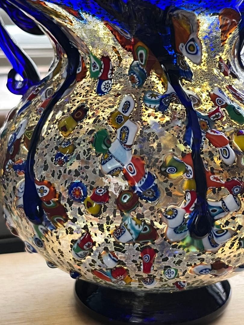 イタリア　ムラーノガラス　花瓶　フラワースタンド　中古品