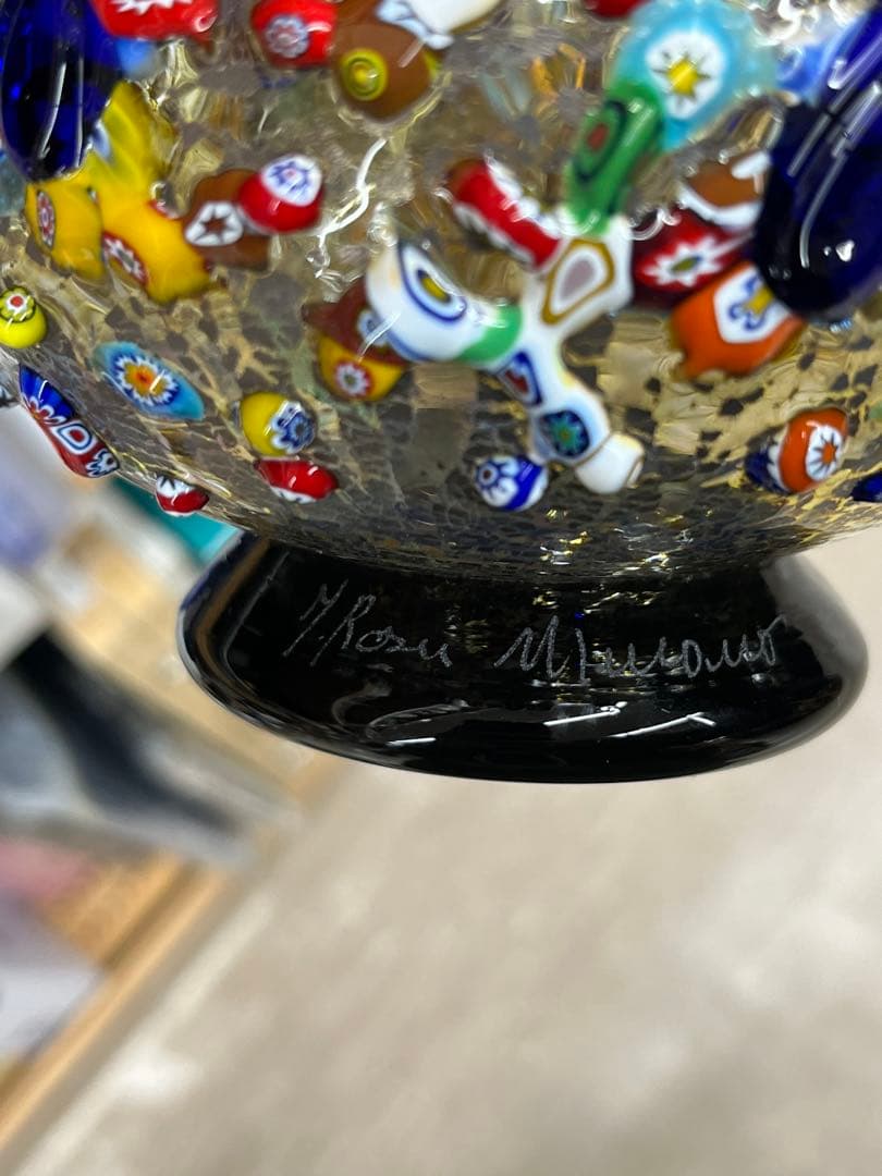 イタリア　ムラーノガラス　花瓶　フラワースタンド　中古品