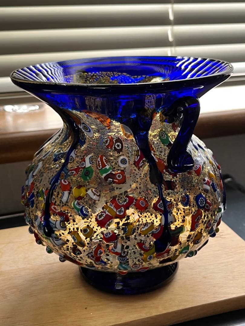 イタリア　ムラーノガラス　花瓶　フラワースタンド　中古品