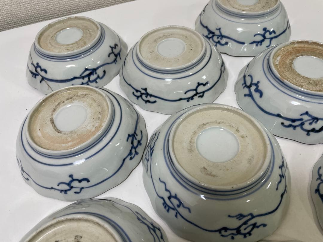【現状品】古伊万里 錦手 色絵 菓子器 皿 アンティーク 時代物 9客 ②