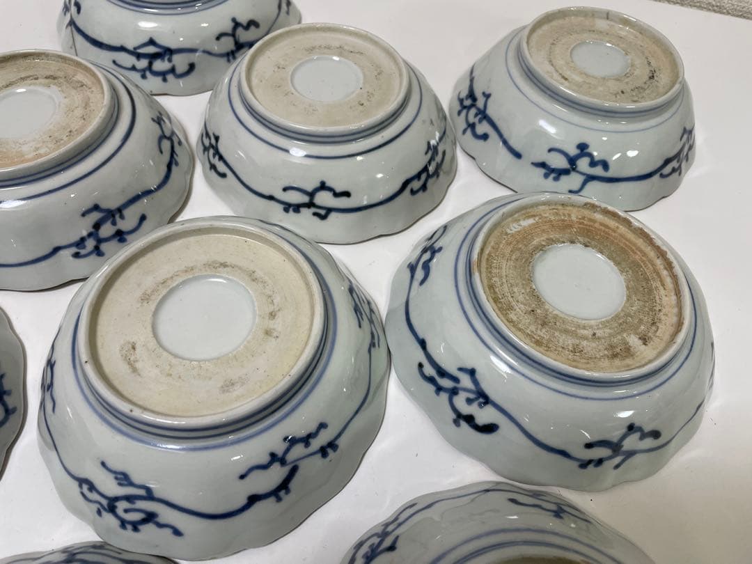 【現状品】古伊万里 錦手 色絵 菓子器 皿 アンティーク 時代物 9客 ②