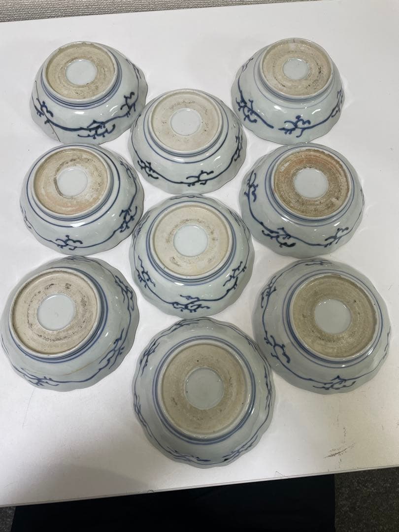 【現状品】古伊万里 錦手 色絵 菓子器 皿 アンティーク 時代物 9客 ②