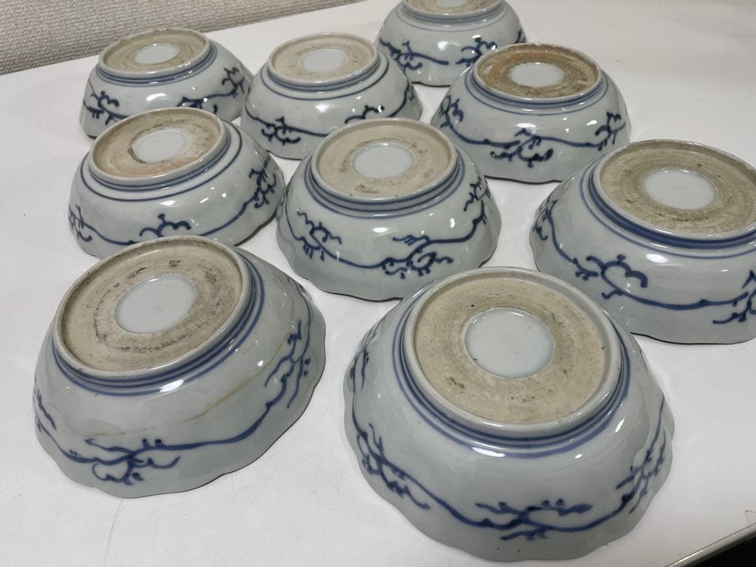 【現状品】古伊万里 錦手 色絵 菓子器 皿 アンティーク 時代物 9客 ②