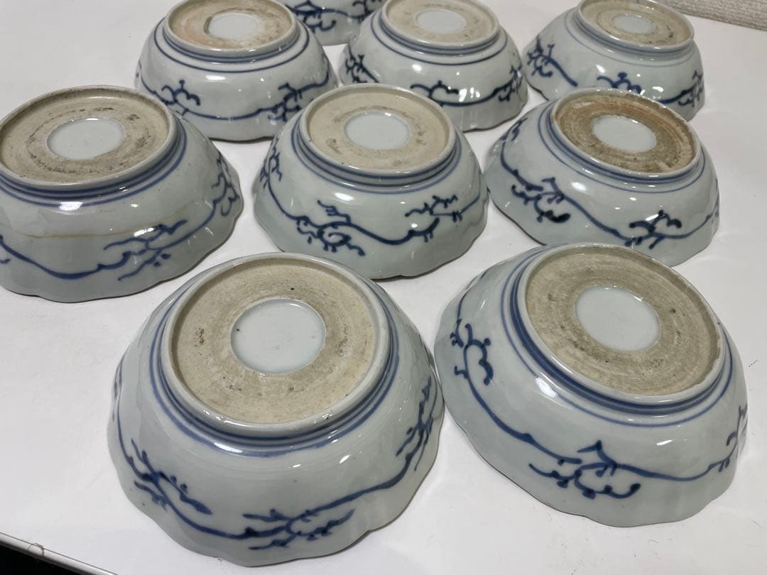 【現状品】古伊万里 錦手 色絵 菓子器 皿 アンティーク 時代物 9客 ②