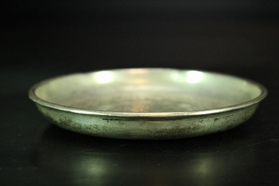 中国美術 支那銀 古銭 茶托 五件 φ7cm(K-RC956)