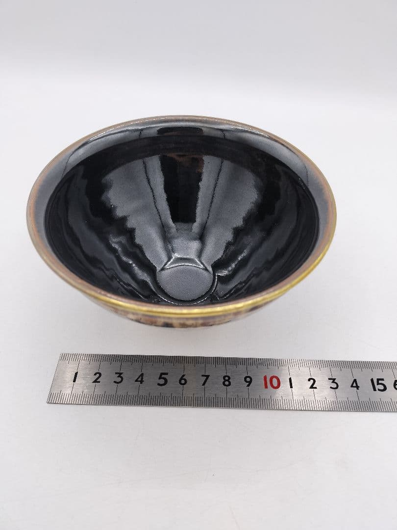 c841天目茶碗セット 天目茶碗 定一 天目台 樹脂真塗 茶道具 古物