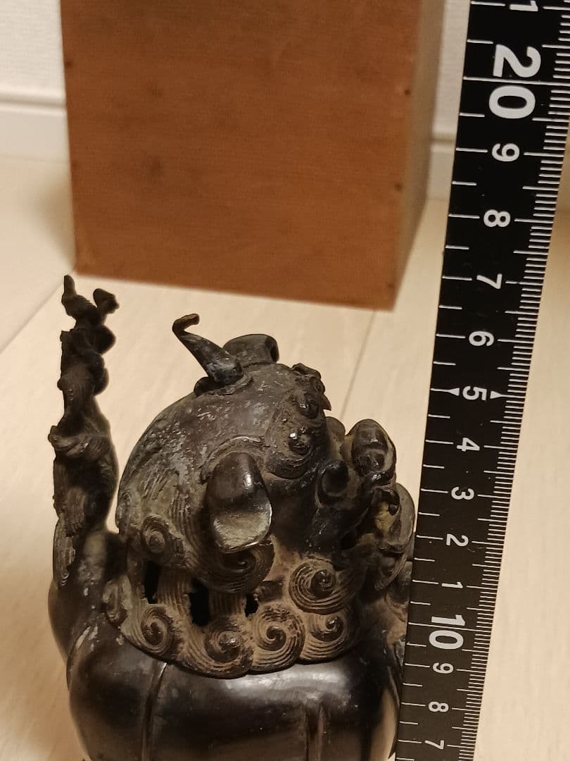唐物 古銅 獅子 香炉 置物 時代物 骨董 唐獅子 狛犬 香道具