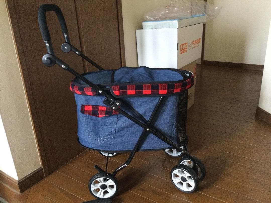 *ペットカート★ 4輪 耐荷重25kg スリム 低め スカイブルー 他カラー有