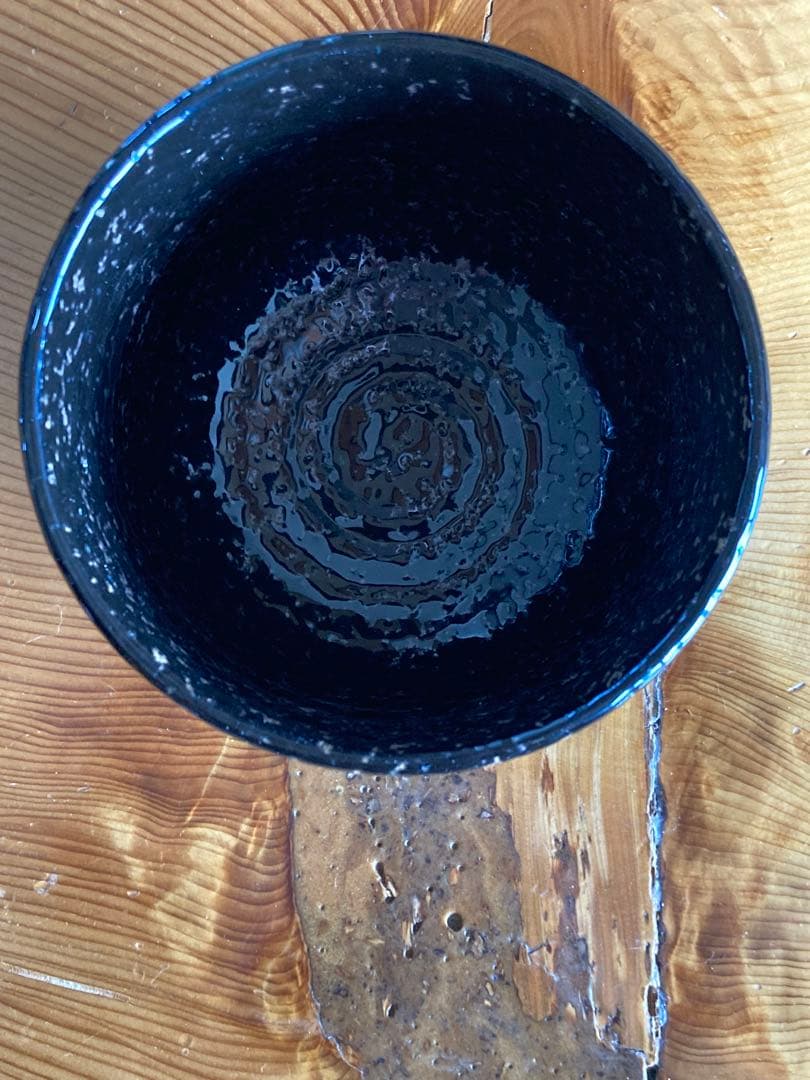 【未使用】抹茶碗 黒釉 金彩 白泥 飛雲 茶道具 伝統工芸